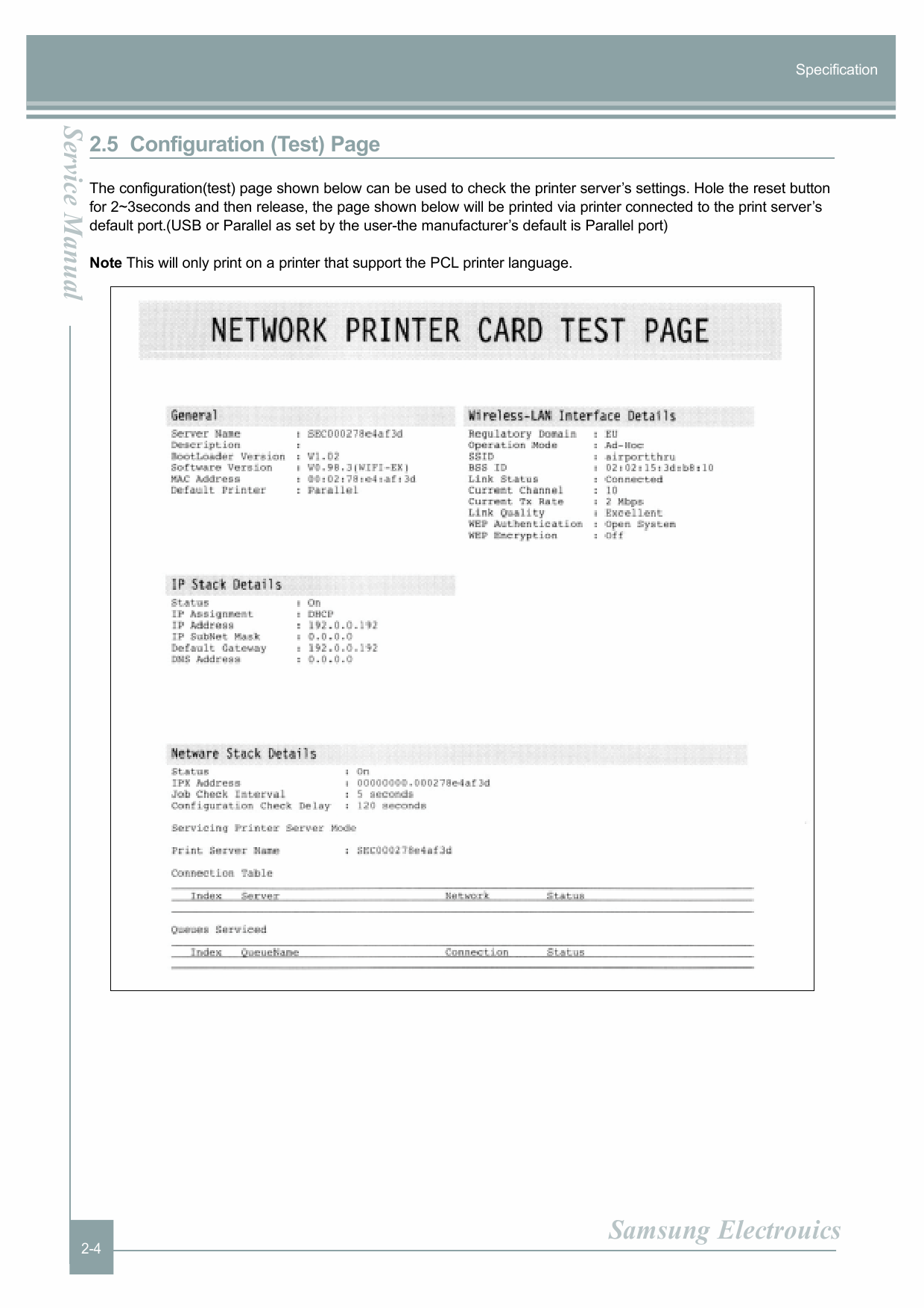 Samsung Network-Printer-Server ML-00LA Parts and Service Manual-2